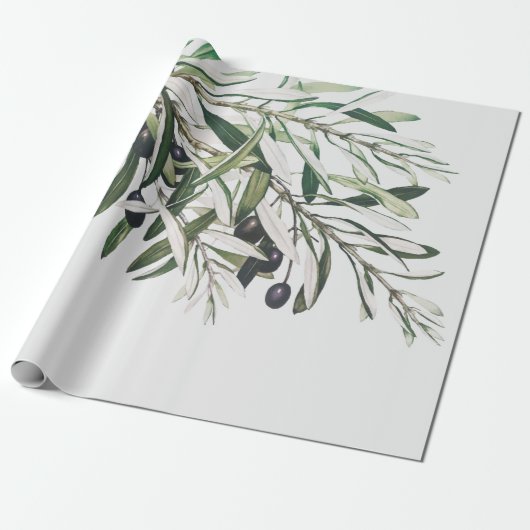 ARBEITSPAPIER: MERRY CHRISTMAS OLIVE BRANCH GESCHENKPAPIER (Ungerollt)