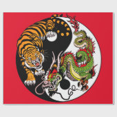 ARBEITSPAPIER MIT JAPANISCHEM YING UND YANG TIGER GESCHENKPAPIER (Flach)