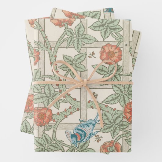 ARBEITSPAPIER : WILLIAM MORRIS : TRELLIS GESCHENKPAPIER SET (Beispiel)