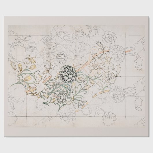 ARBEITSPAPIER: WILLIAM MORRIS : WILD TULIP GESCHENKPAPIER (Flach)