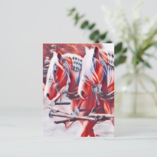 Arbeitspferde Postkarte (Stehend Vorderseite)