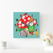 Arbeitsphantasiegnome-Uhr Quadratische Wanduhr (Zuhause)