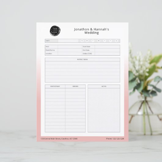 Arbeitsplan für rosa Geschäftsereignisse (Stehend Vorderseite)