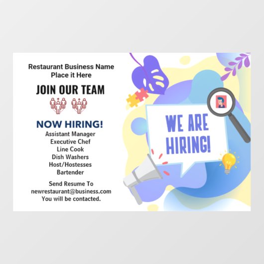 Arbeitsplätze in Unternehmen Jetzt einstellen Mitg Fensteraufkleber (Blatt)