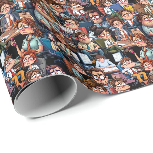 Arbeitsstress schwarz geschenkpapier (Rolleneckpunkt)