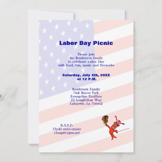 Arbeitstag Einladungen für Langusten (Rückseite)