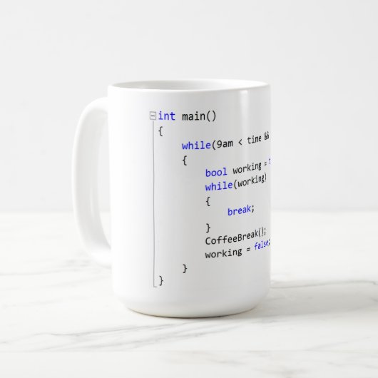 Arbeitstag unbegrenzt während Schleife Kaffeetasse (Vorderseite Links)