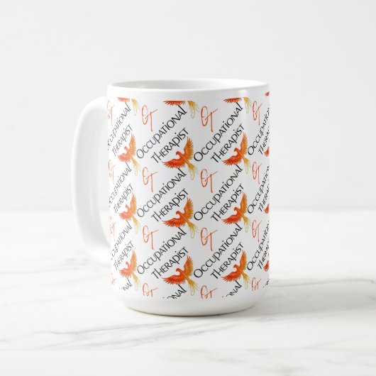Arbeitstherapeut mit Phoenix-Design Kaffeetasse (Vorderseite Links)