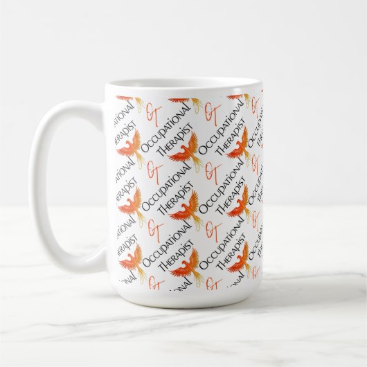 Arbeitstherapeut mit Phoenix-Design Kaffeetasse (Links)