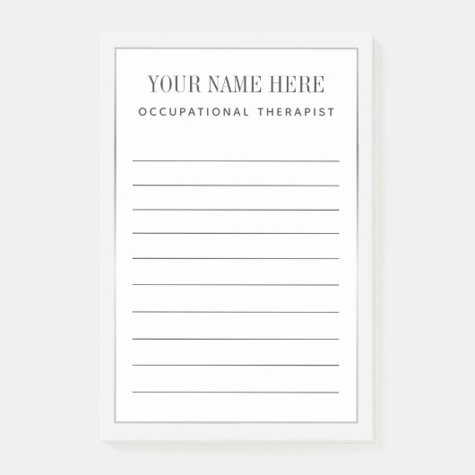 Arbeitstherapeut Silver Border Post-it Klebezettel (Vorderseite)