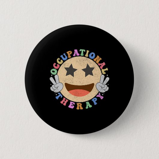 Arbeitstherapie Hippie Smile Face Blume Button (Vorderseite)