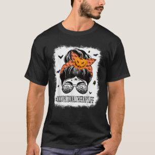 Arbeitstherapie Messy Bun Spooky Pumpkin Hall T-Shirt