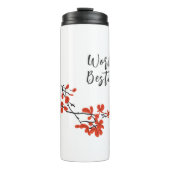 Arbeitstische geben zwei Vögel auf Baumzweig Thermosbecher (Vorderseite)