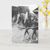 Arbeitstische Pferde in Schwarz und Weiß Karte (Gelbe Blume)