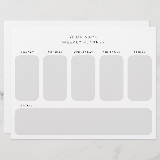 Arbeitswochenplaner Organisation Briefbogen (Vorne/Hinten)