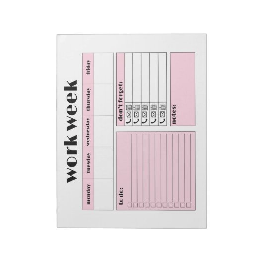 Arbeitswochenplaner - rosa notizblock (Rotiert)