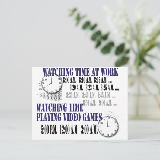 Arbeitszeit beobachten postkarte (Stehend Vorderseite)