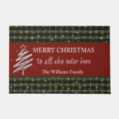 Árbol plateado y Karo personalizado Fußmatte (Vorderseite)