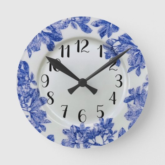 Arbor Blue Blätter Wanduhr (Vorderseite)