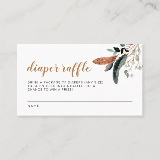 ARBOR Bohemisch Feather Greenerenery Baby Diaper R Platzkarte (Vorderseite)