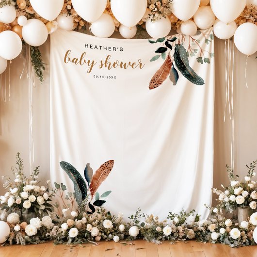 ARBOR Bohemisch Feather Greenerity Baby Shower Wandteppich