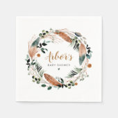 ARBOR Bohemisch Feather Greenery Wreath Boho Serviette (Vorderseite)