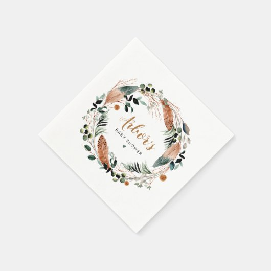 ARBOR Bohemisch Feather Greenery Wreath Boho Serviette (Ecke)