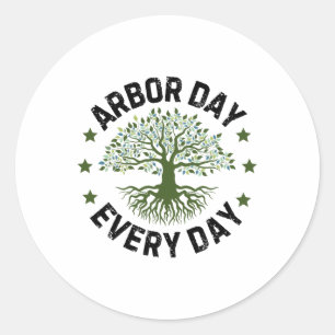 Arbor Day Everyday Nature Lover Vintag Happy Arbo Runder Aufkleber