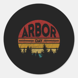 Arbor Day Pflanze Trees Earth Day Retro Natureklim Runder Aufkleber