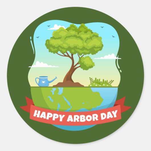 Arbor Day Runder Aufkleber (Vorderseite)