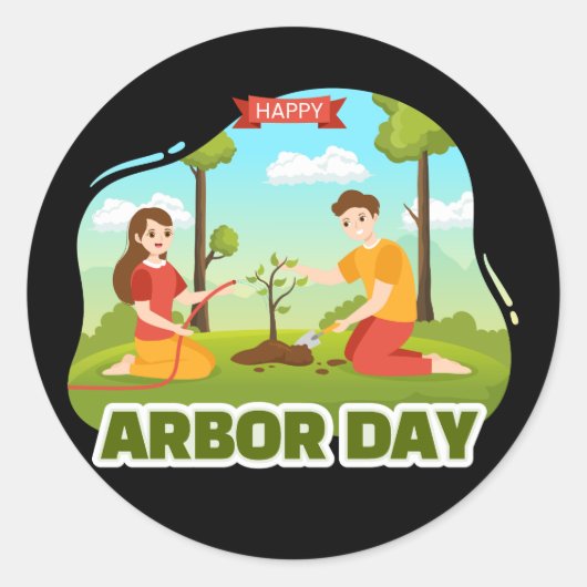 Arbor Day Runder Aufkleber (Vorderseite)