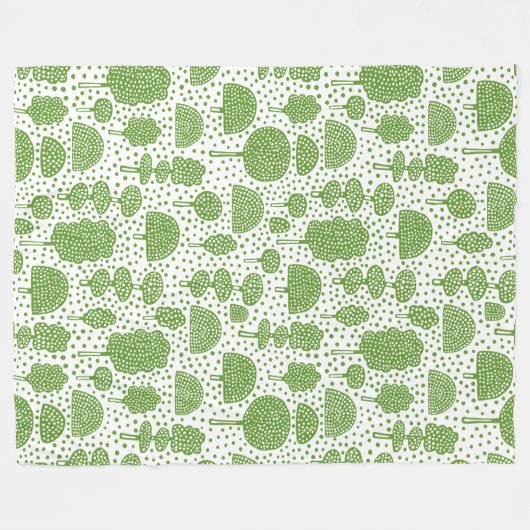 Arboretum 230715 - Avocado Green on White Fleecedecke (Vorderseite (Horizontal))