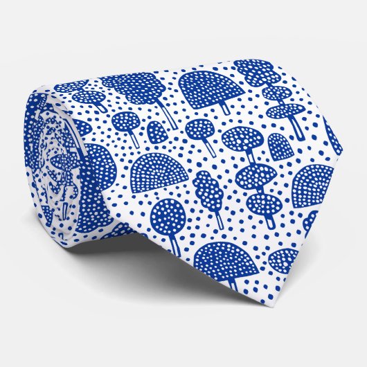 Arboretum 230715 - Navy Blue on White Krawatte (Gerollt)