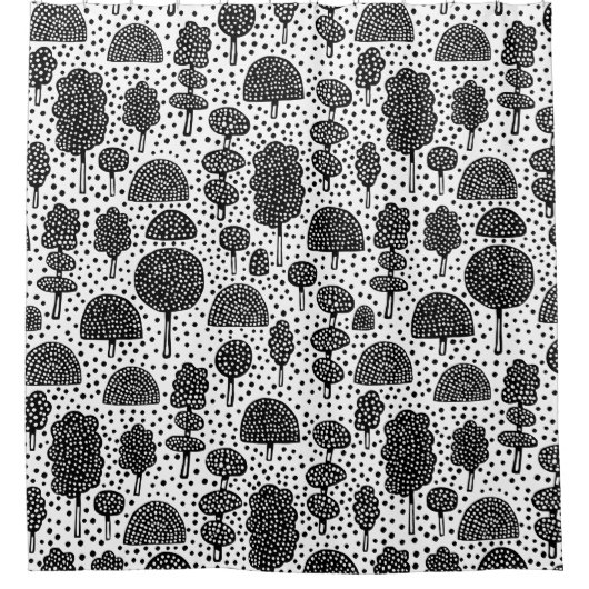 Arboretum 230715 - Schwarz auf Weiß Duschvorhang (Vorderseite)