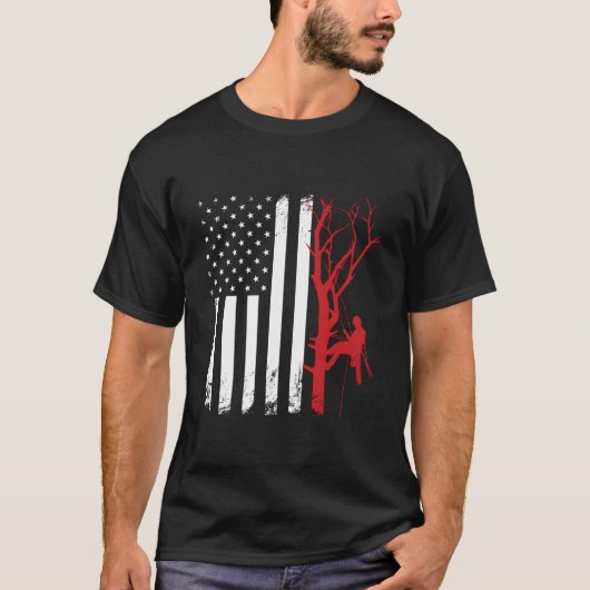 Arborist American Flag America Tree Surgeon T-Shirt (Vorderseite)