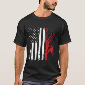 Arborist American Flag America Treechirurg T-Shirt