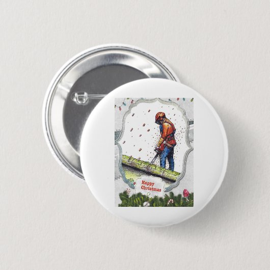 Arborist Chainsaw Baum Chirurg Geschenk Weihnachte Button (Vorne & Hinten)