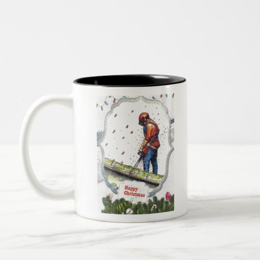 Arborist Chainsaw Baum Chirurg Geschenk Weihnachte Zweifarbige Tasse (Links)