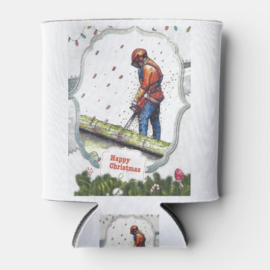 Arborist chainsaw tree surgeon Gift Christmas Dosenkühler (Vorderseite)