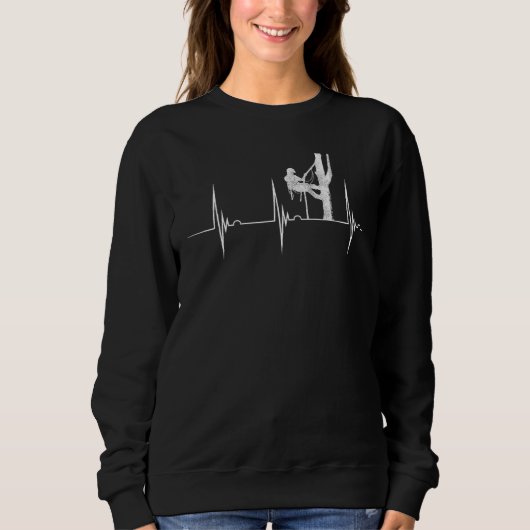 Arborist Logger Tree Climbing Heartbeat EKG Pulse  Sweatshirt (Vorderseite)
