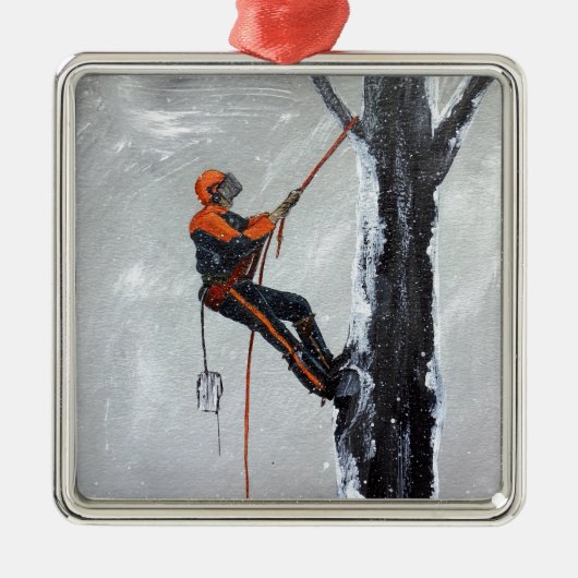Arborist Long Haul Husqvarna Silbernes Ornament (Vorne)