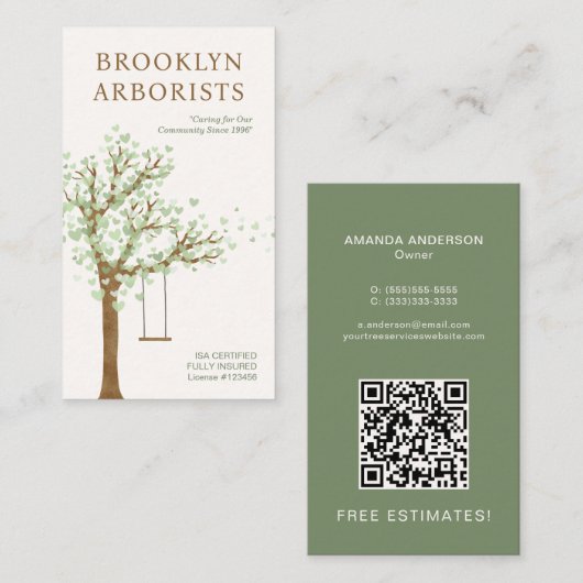 Arborist QR Code Business Card Visitenkarte (Vorne/Hinten)
