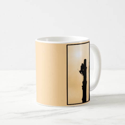 Arborist Silhouette Tree Climber Sunset Kaffeetasse (VorderseiteRechts)