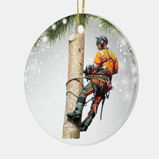 Arborist Trechirurgeon Kettensäge cool Keramik Ornament (Links)