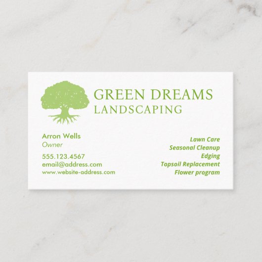 Arborist Tree Care Visitenkarte (Vorderseite)