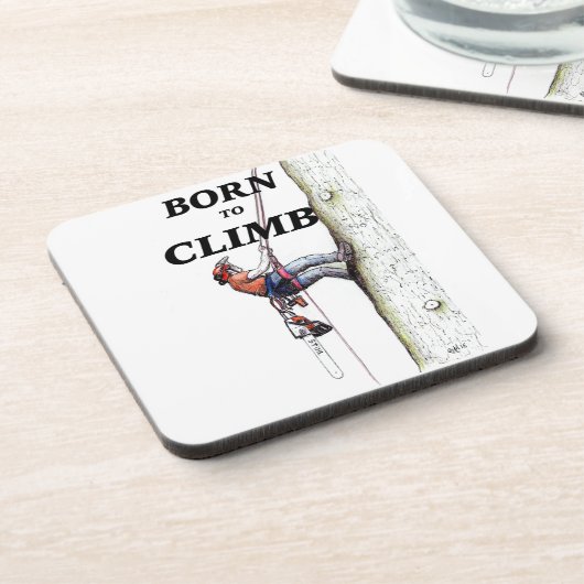 Arborist Tree Chirurg Chainsaw Kletterer Getränkeuntersetzer (Linke Seite)