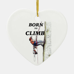 Arborist Tree Chirurg Chainsaw Kletterer Keramik Ornament