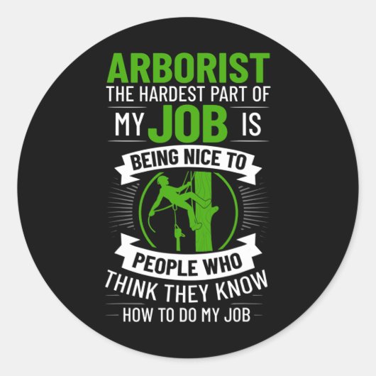 Arborist Tree Climbing Chainsaw Tree Surgeon Begin Runder Aufkleber (Vorderseite)