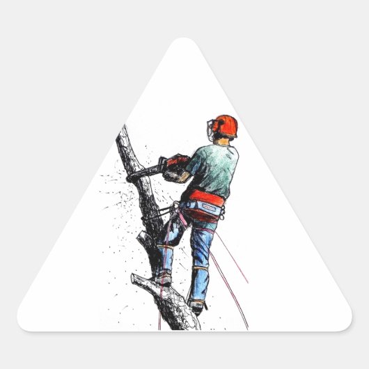 Arborist Tree Surgeon chainsaw Triangle Sticker (Vorderseite)