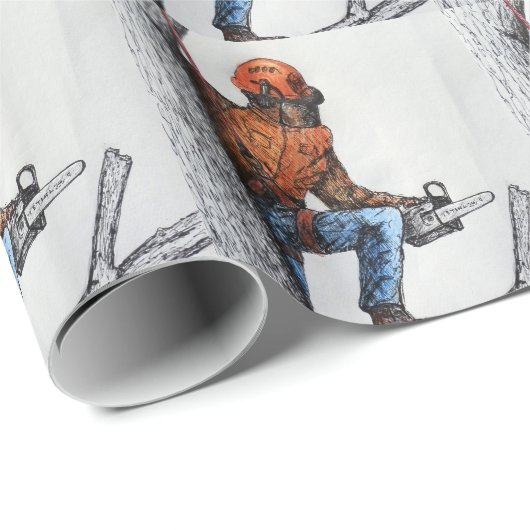 Arborist Tree Surgeon Geschenkpapier (Rolleneckpunkt)